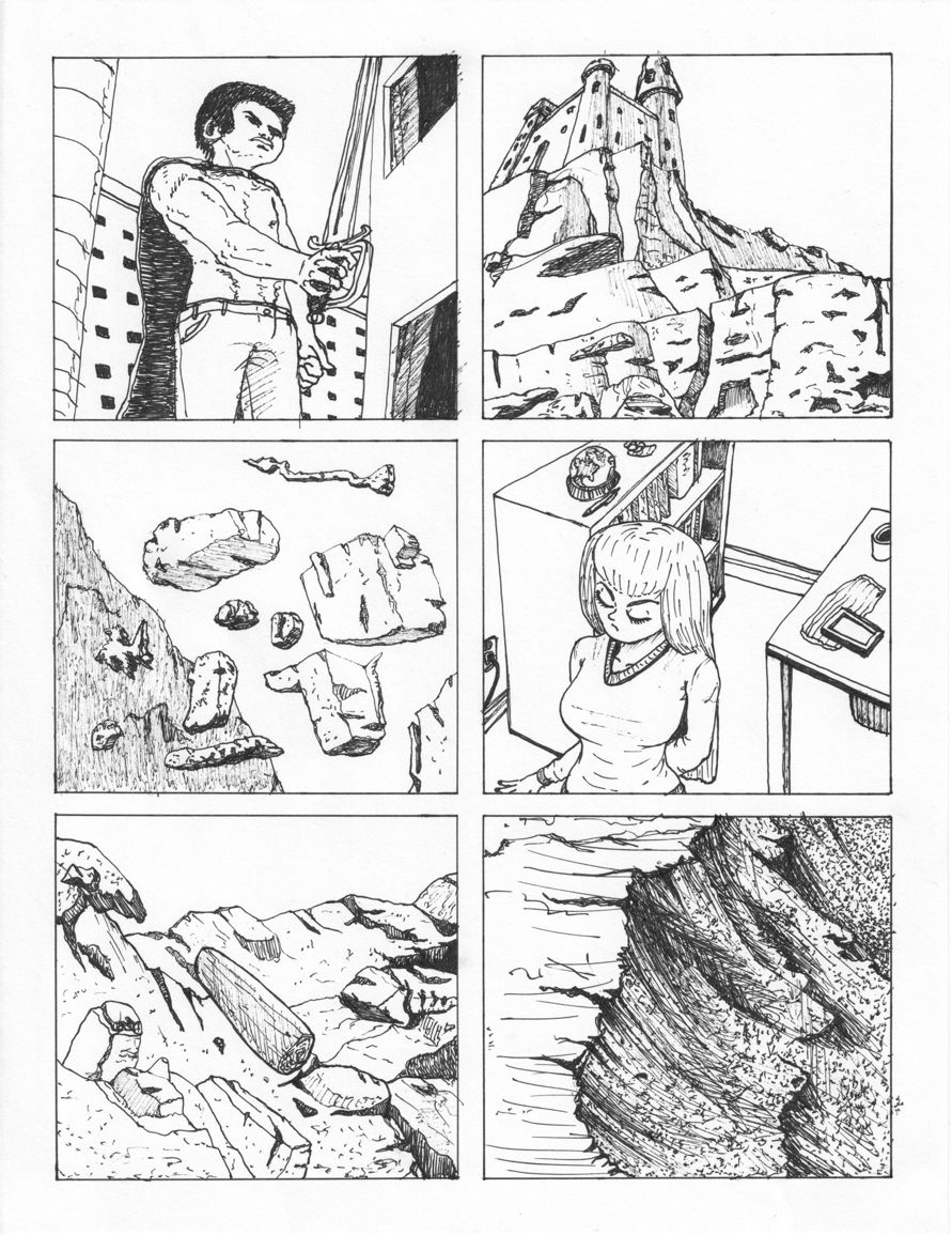 6 pen doodles on a page.